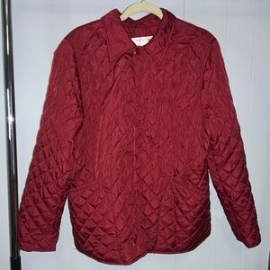 Jones News York Sport lightweight brick red quilted button front jacket Sz L